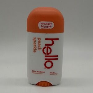 Hello Peach  Sparkle Deodorant Aluminum Free 24 Hour Natural 2.6 oz Shea NEW